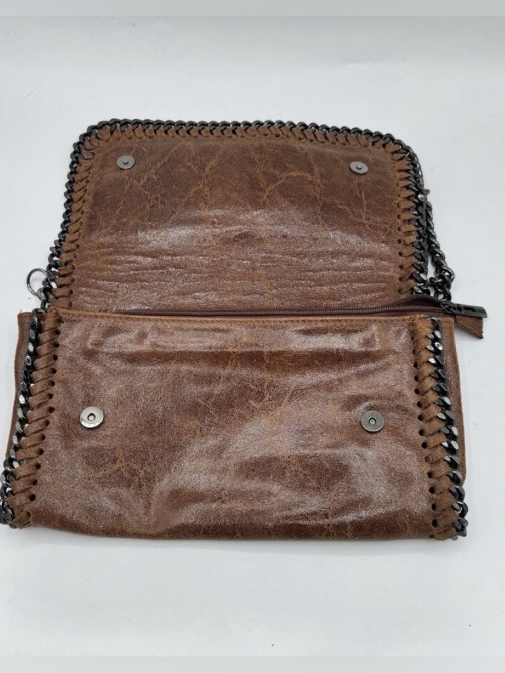Italian designer BORSE IN PELLE Leather Crossbody Chain Bag - Picture 3 of 10